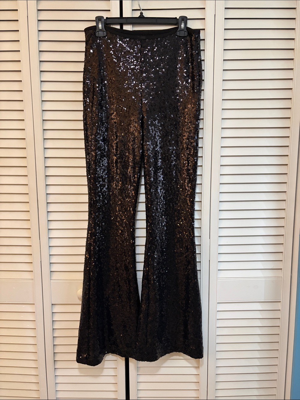 Anthropologie Size 8 Black Sequin Flared Pants